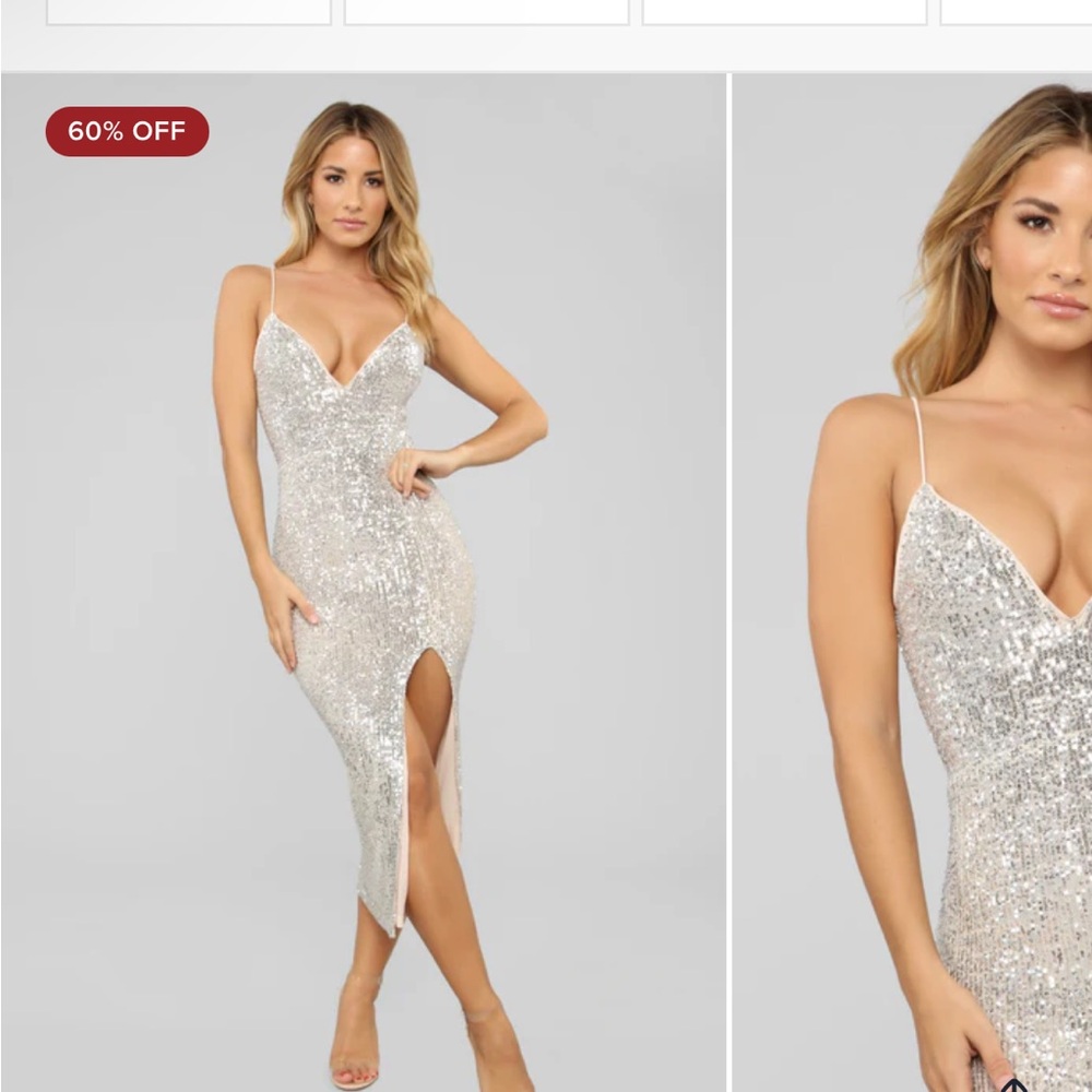 Elegant Silver Sequin Dress - Brand New